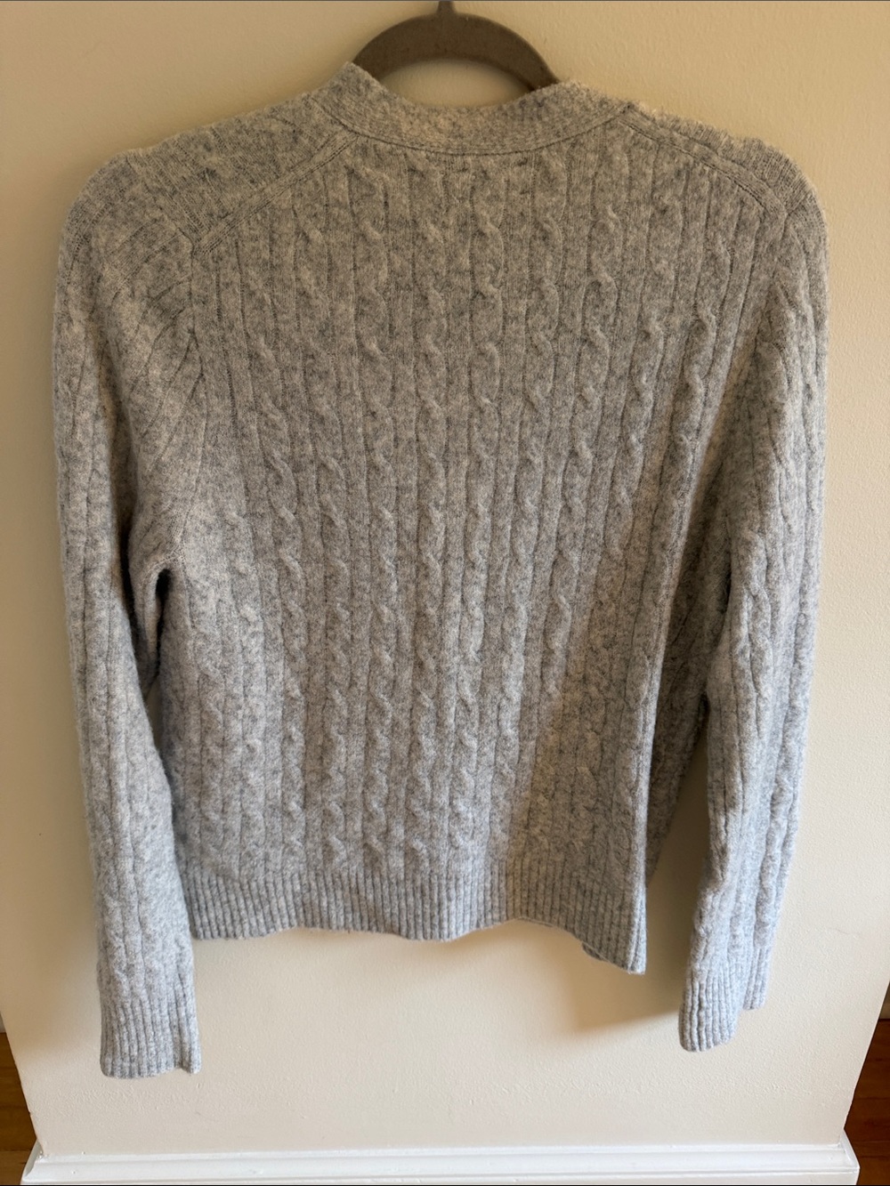 J. Crew Light Gray Cable-Knit V-Neck Cardigan - Picture 2 of 3